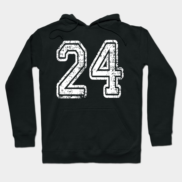 Number 24 Grungy in white Hoodie by Sterling